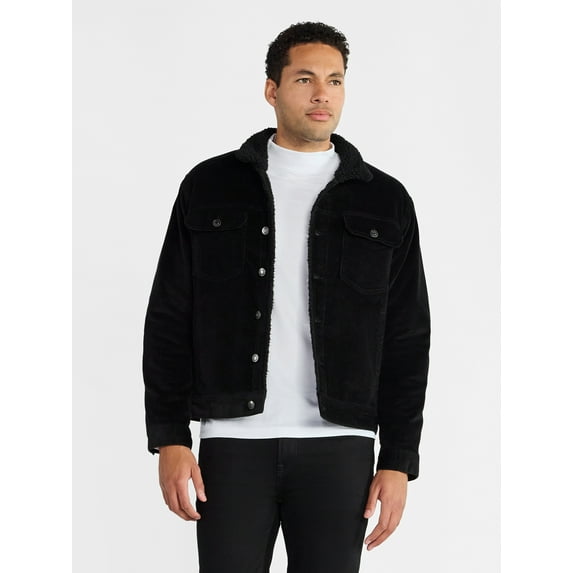 George Men's and Big Men's High Pile Denim Trucker Jacket, Size S-3XL