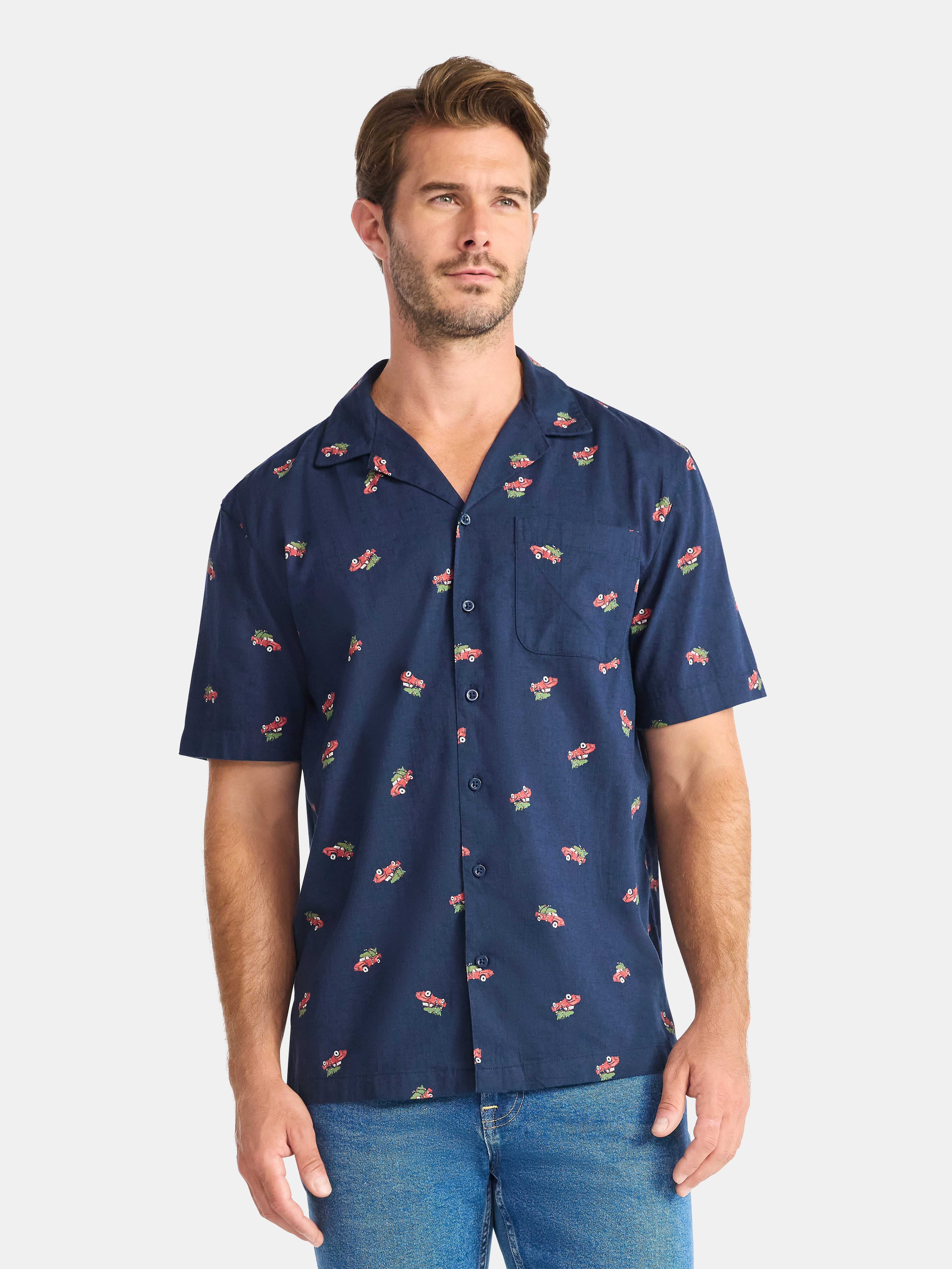 George Men's and Big Men's Holiday Camp Shirt, Sizes S-3XL