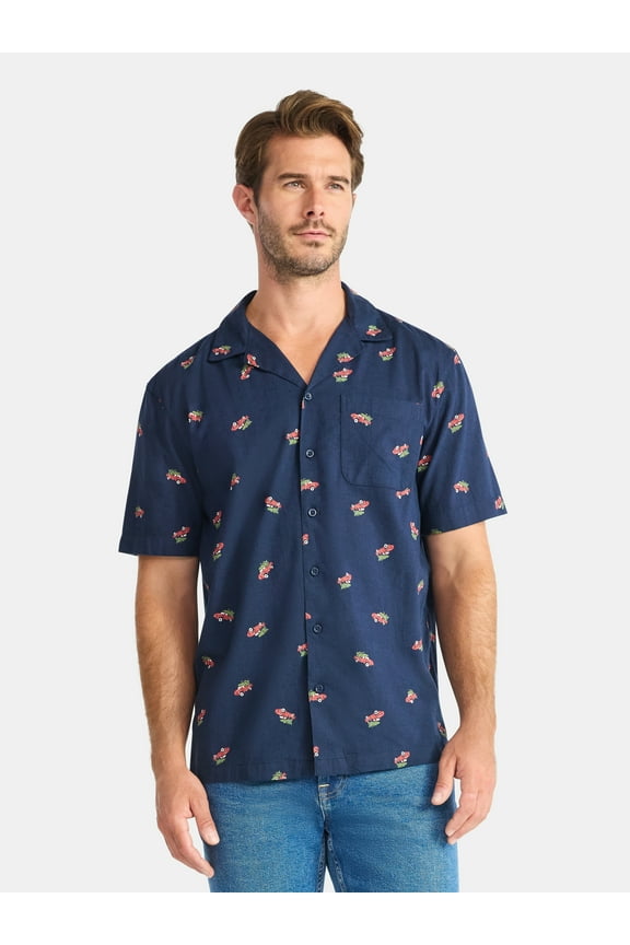 Men's and Big Men's Holiday Camp Shirt, Sizes S-3XL