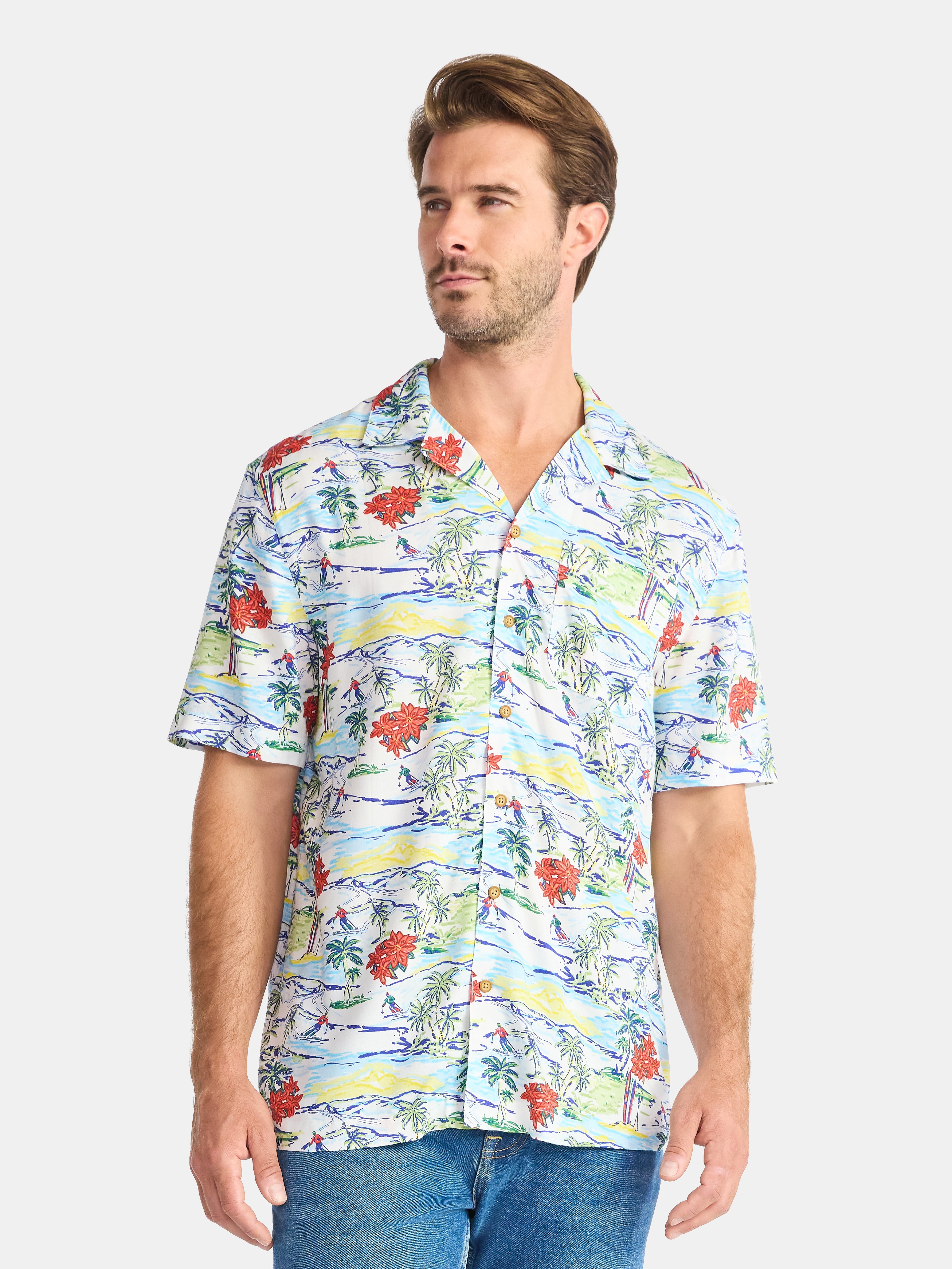 George Men's and Big Men's Holiday Camp Shirt, Sizes S-3XL