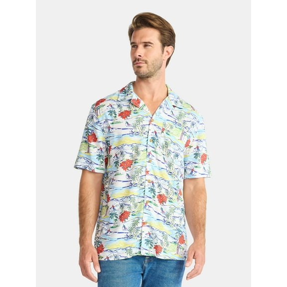 George Men's and Big Men's Holiday Camp Shirt, Sizes S-3XL