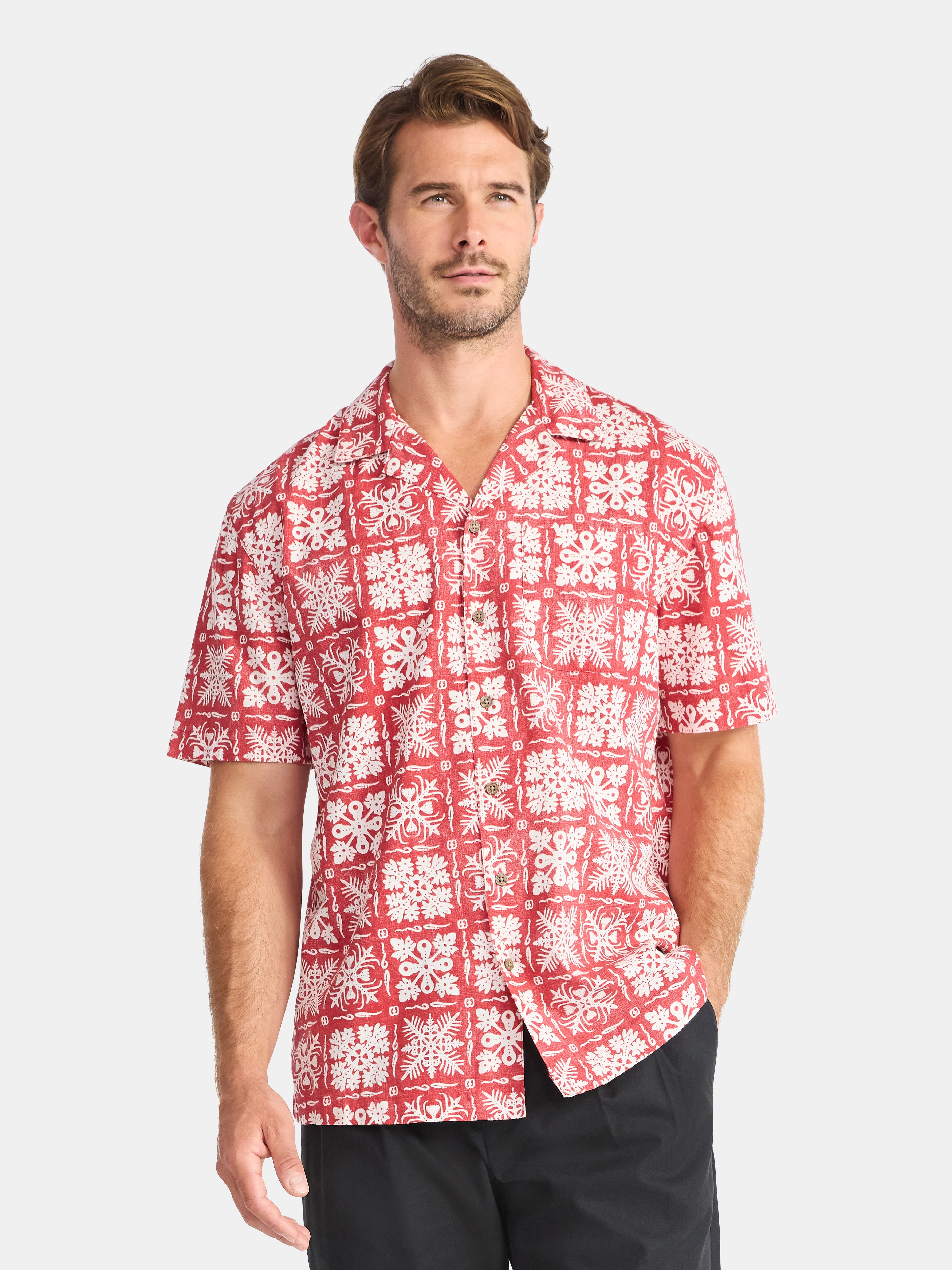 George Men's and Big Men's Holiday Camp Shirt, Sizes S-3XL