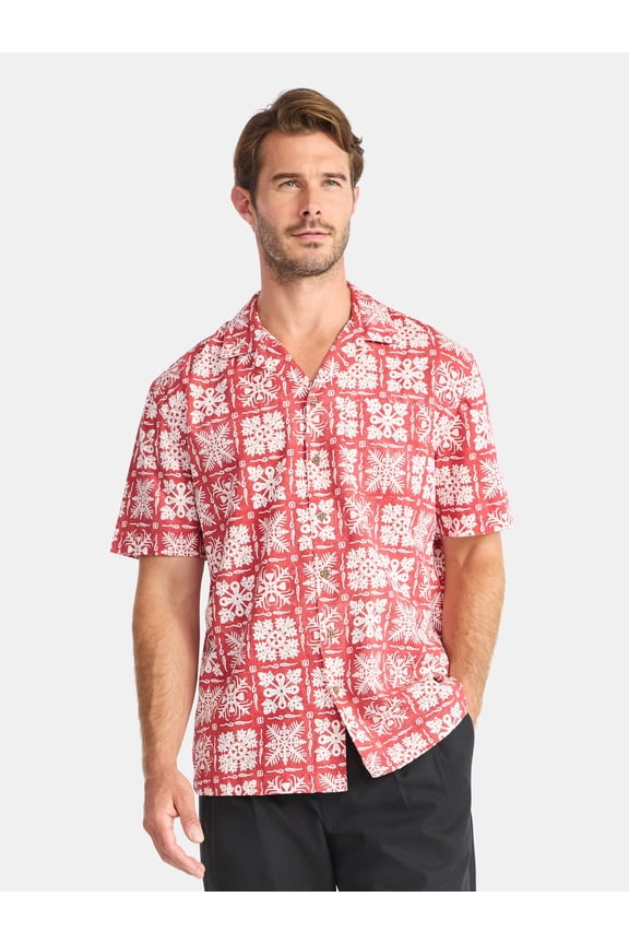 Men's and Big Men's Holiday Camp Shirt, Sizes S-3XL