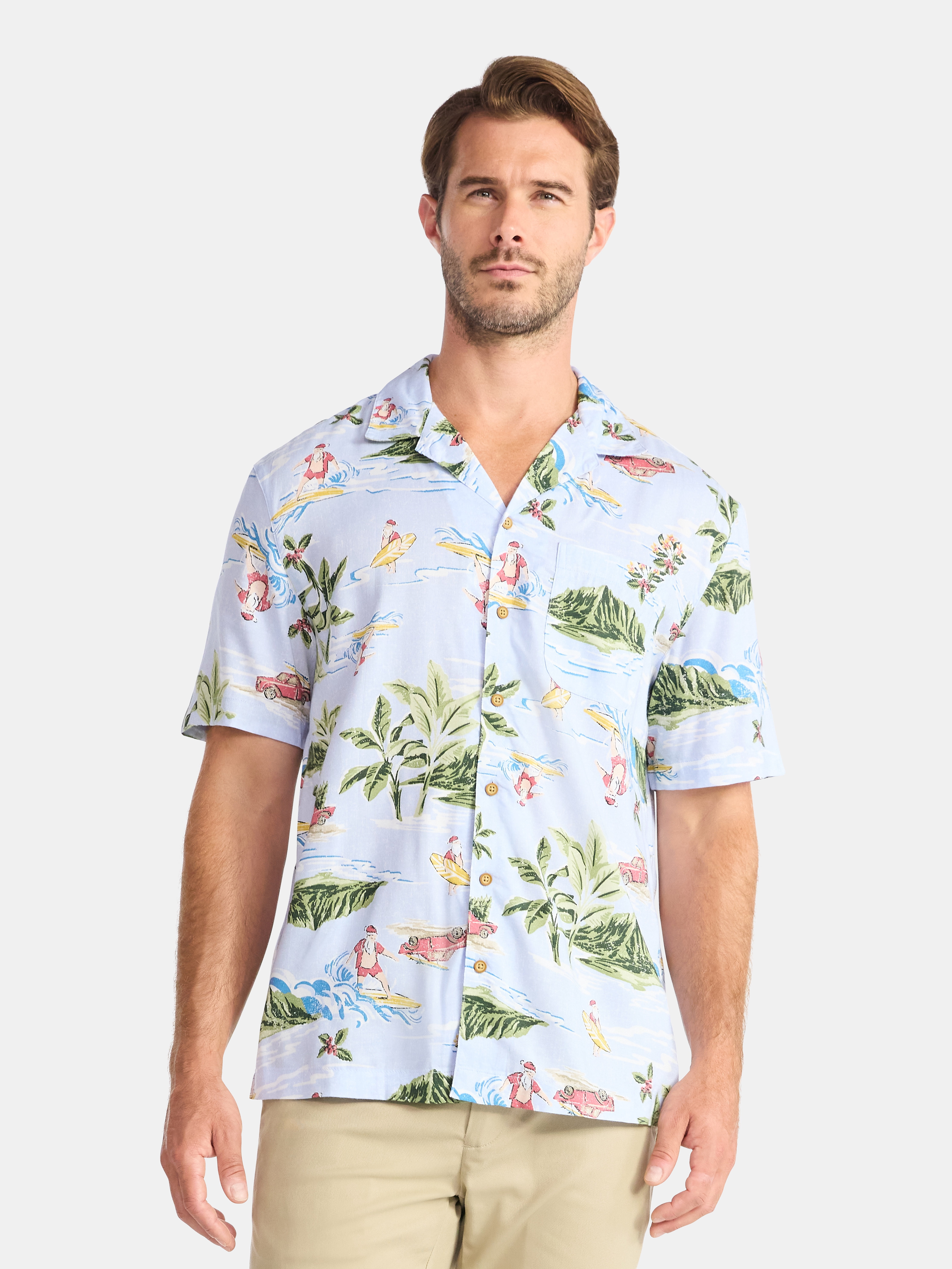 George Men's and Big Men's Holiday Camp Shirt, Sizes S-3XL