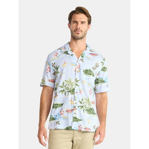 George Men's and Big Men's Holiday Camp Shirt, Sizes S-3XL