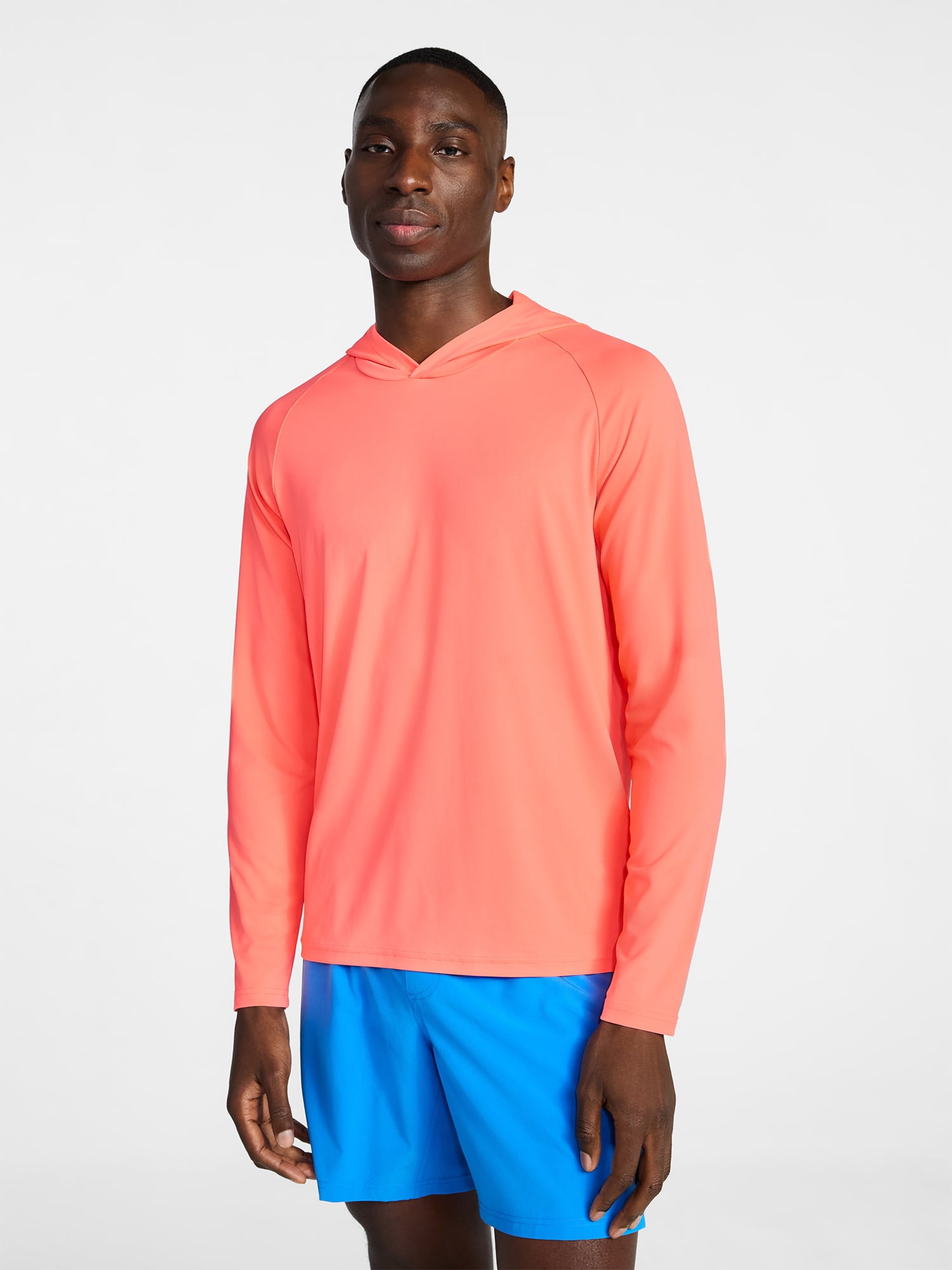 George Men's and Big Men's Hooded Sun Shirt with Long Sleeves, UPF 50+, Sizes S-3XL