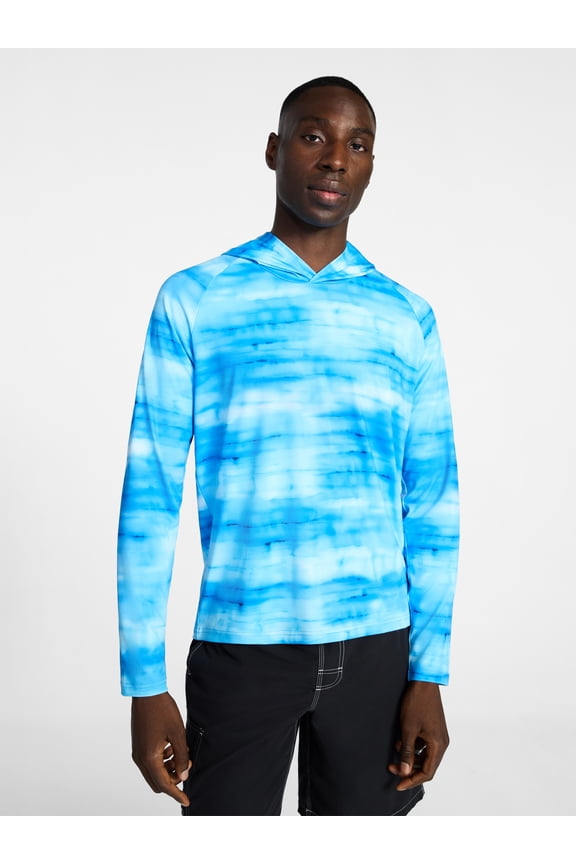 Men's and Big Men's Hooded Sun Shirt with Long Sleeves, UPF 50+, Sizes S-3XL