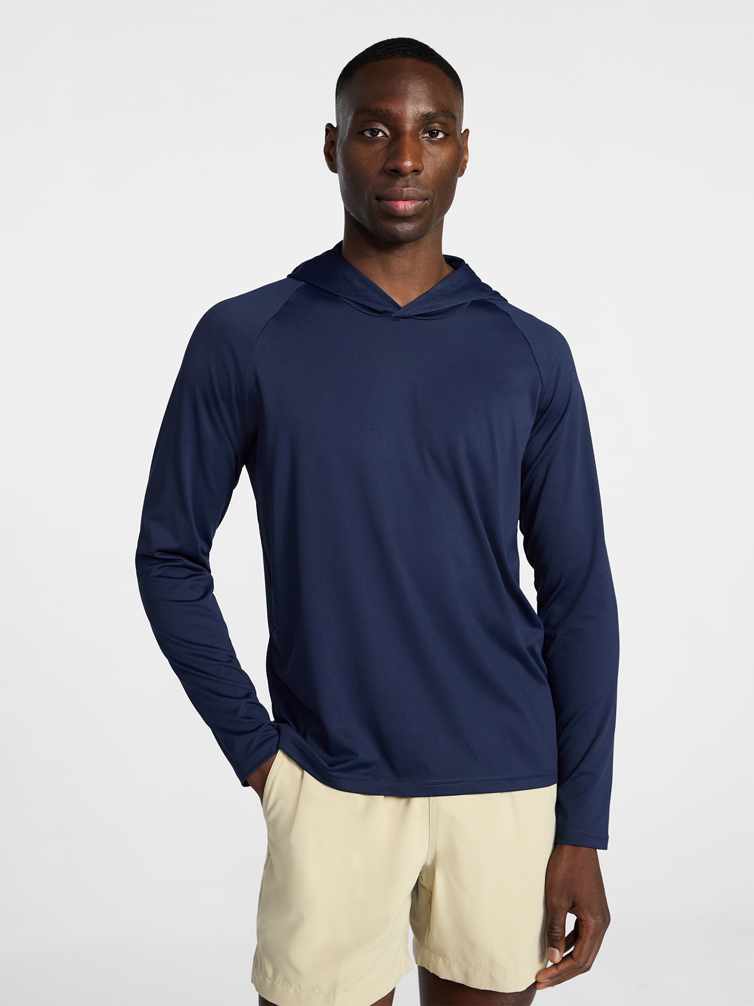 George Men's and Big Men's Hooded Sun Shirt with Long Sleeves, UPF 50+, Sizes S-3XL