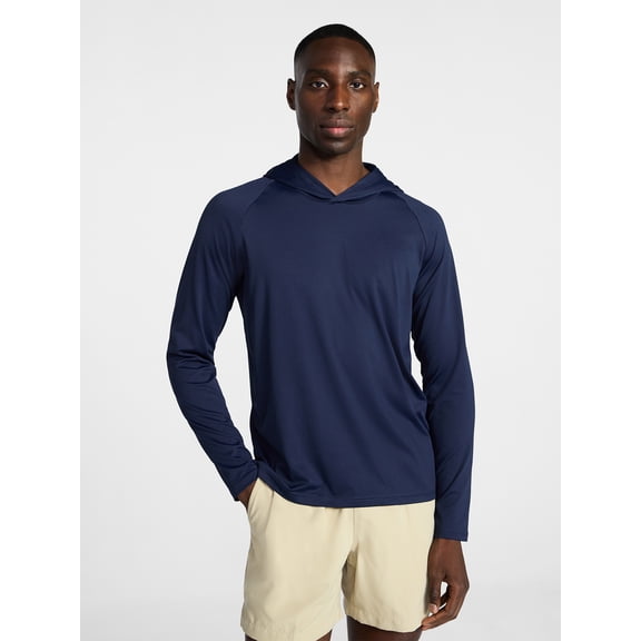 George Men's and Big Men's Hooded Sun Shirt with Long Sleeves, UPF 50+, Sizes S-3XL