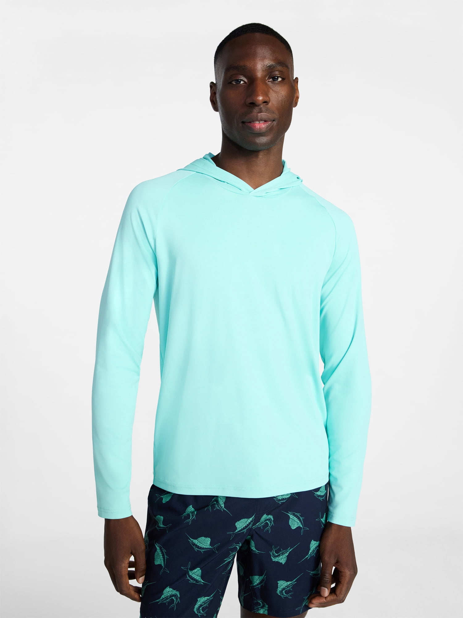George Men's and Big Men's Hooded Sun Shirt with Long Sleeves, UPF 50+, Sizes S-3XL
