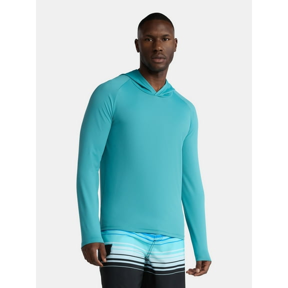 George Men's and Big Men's Hooded Sun Shirt with Long Sleeves, UPF 50+, Sizes S-3XL