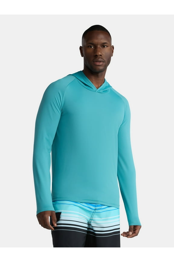 Men's and Big Men's Hooded Sun Shirt with Long Sleeves, UPF 50+, Sizes S-3XL