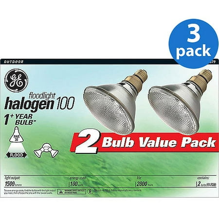 GE Halogen 100W Outdoor Floodlight, 6pk