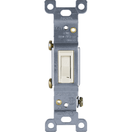 GE Heavy-Duty Grounding Toggle Switch, Light Almond, 15A, 0W, 42479