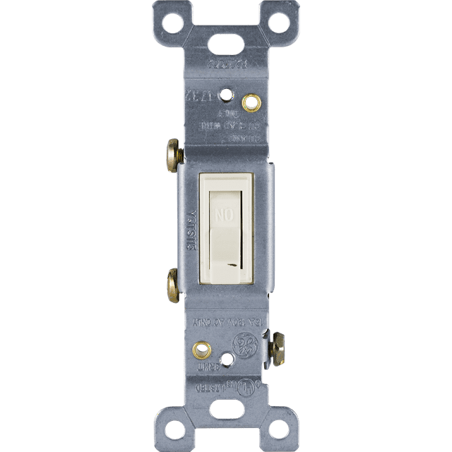 GE HeavyDuty Grounding Toggle Switch, Light Almond, 15A, 42479