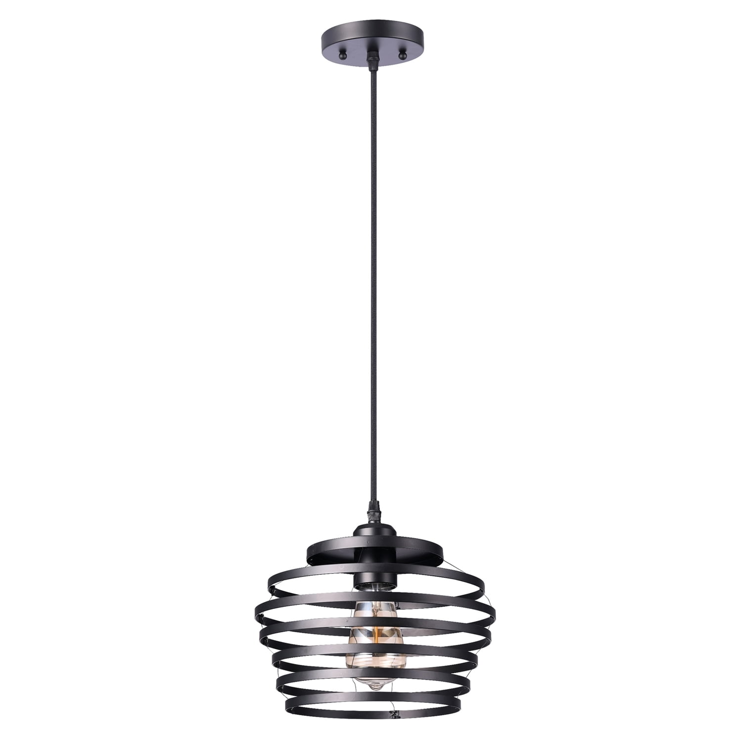 GE Household Lighting Industrial Light Fixture, Matte Black, Spiral