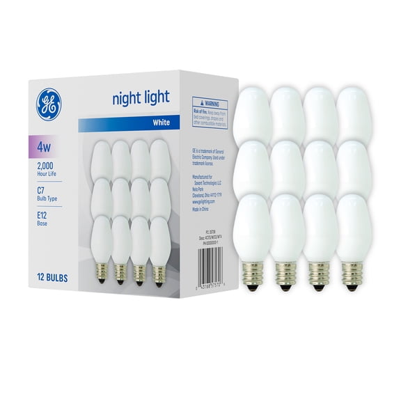 GE Incandescent 4 Watt C7 Night Light Bulbs (12 Pack)