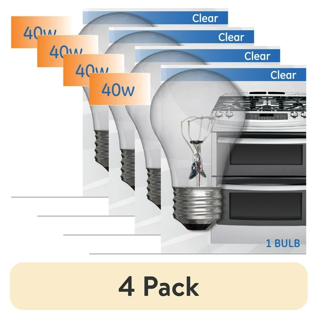 (4 pack) GE Incandescent Light Bulb, 40 Watt, Soft White, A15 Appliance