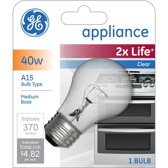 GE Incandescent Light Bulb, 40 Watt, Soft White, A15 Appliance Bulb