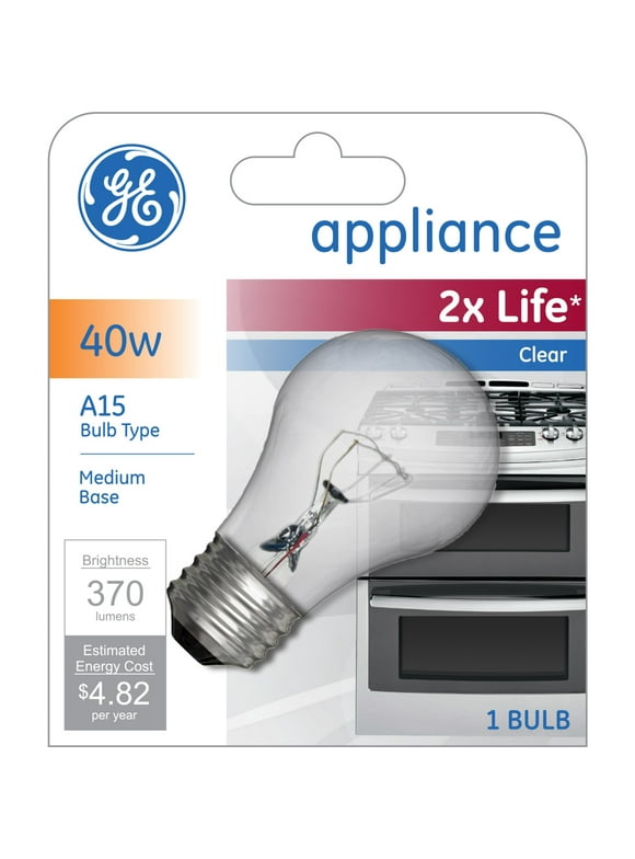 GE Incandescent Light Bulb, 40 Watt, Soft White, A15 Appliance Bulb, Medium Base, Clear Finish