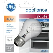 GE Incandescent Light Bulb, 40 Watt, Soft White, A15 Appliance Bulb, Medium Base, Clear Finish