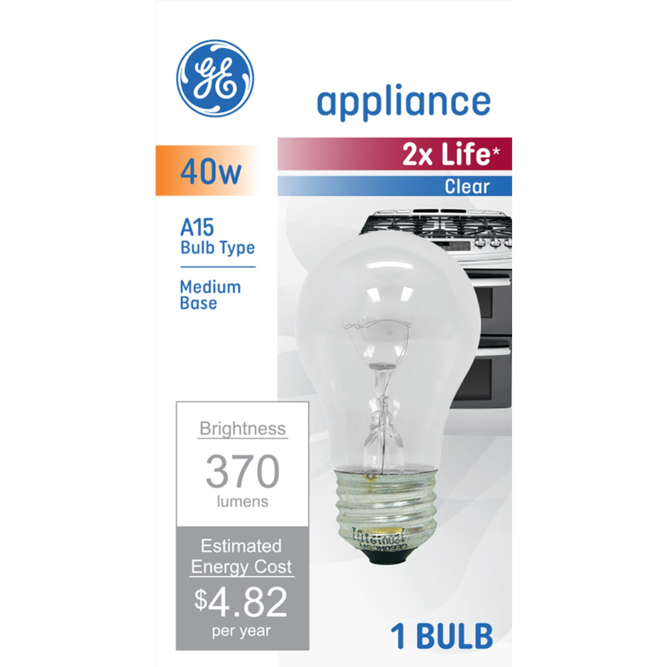 GE appliance 電球 40W A15 2個セット　90957 GE 40w A15 Appliance Light Bulb - 2-Count, Pack of 3