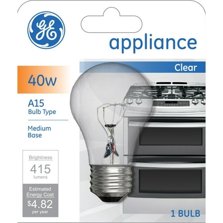 GE Incandescent Light Bulb, 40 Watt, Soft White, A15 Appliance Bulb, Medium Base, Clear Finish