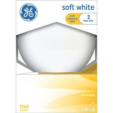 GE Incandescent Light Bulbs, 100 Watt, G40 Globe Bulbs, Medium Base