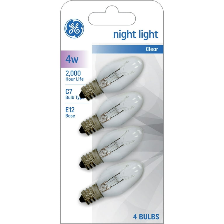 Incandescent C7 Night Light Bulb, 4 W, Clear, 4/Pack Incandescent C7 Night Light Bulb, 4 W, Clear, 4/Pack