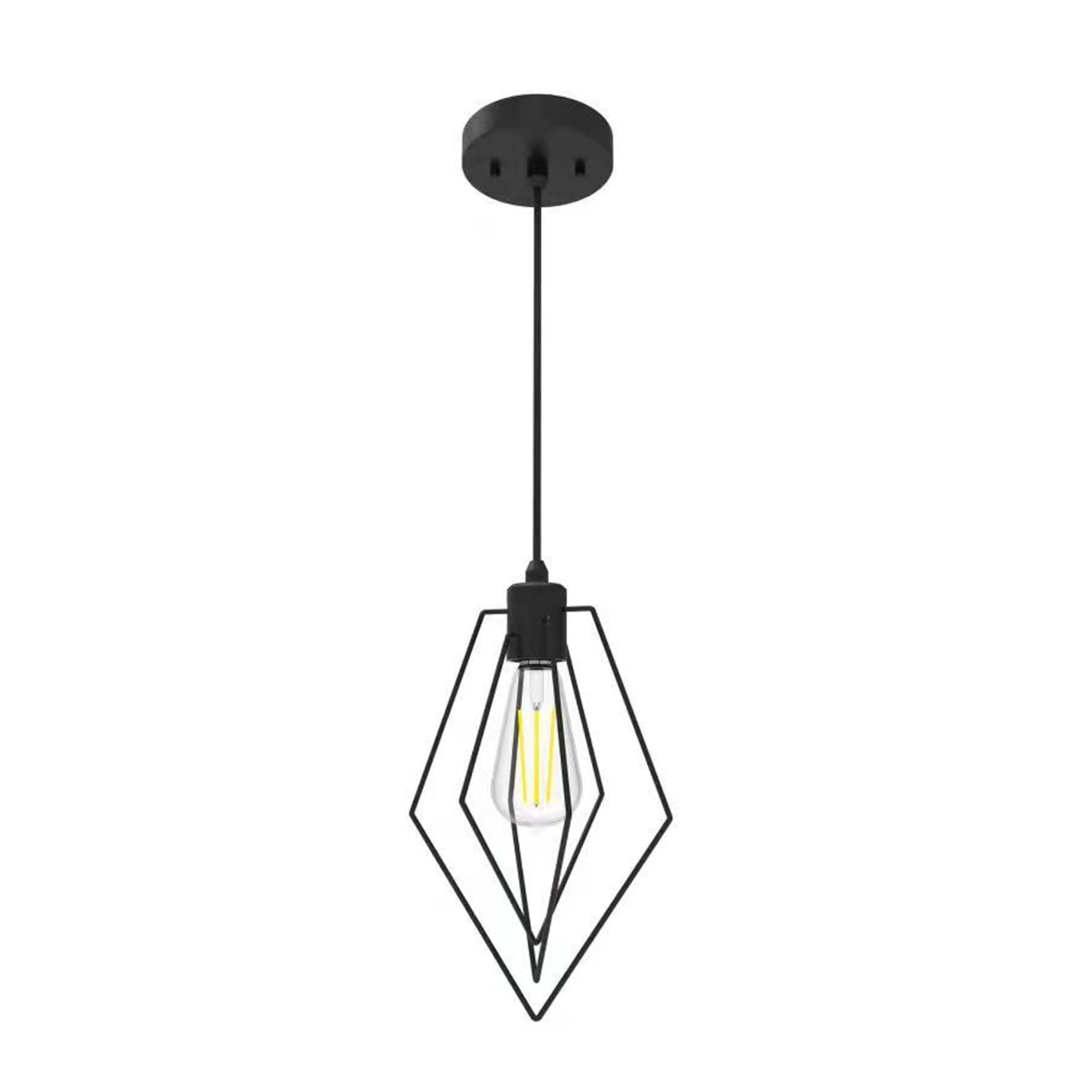 GE Industrial Diamond Pendant Light Fixture, Matte Black, 72-inches ...