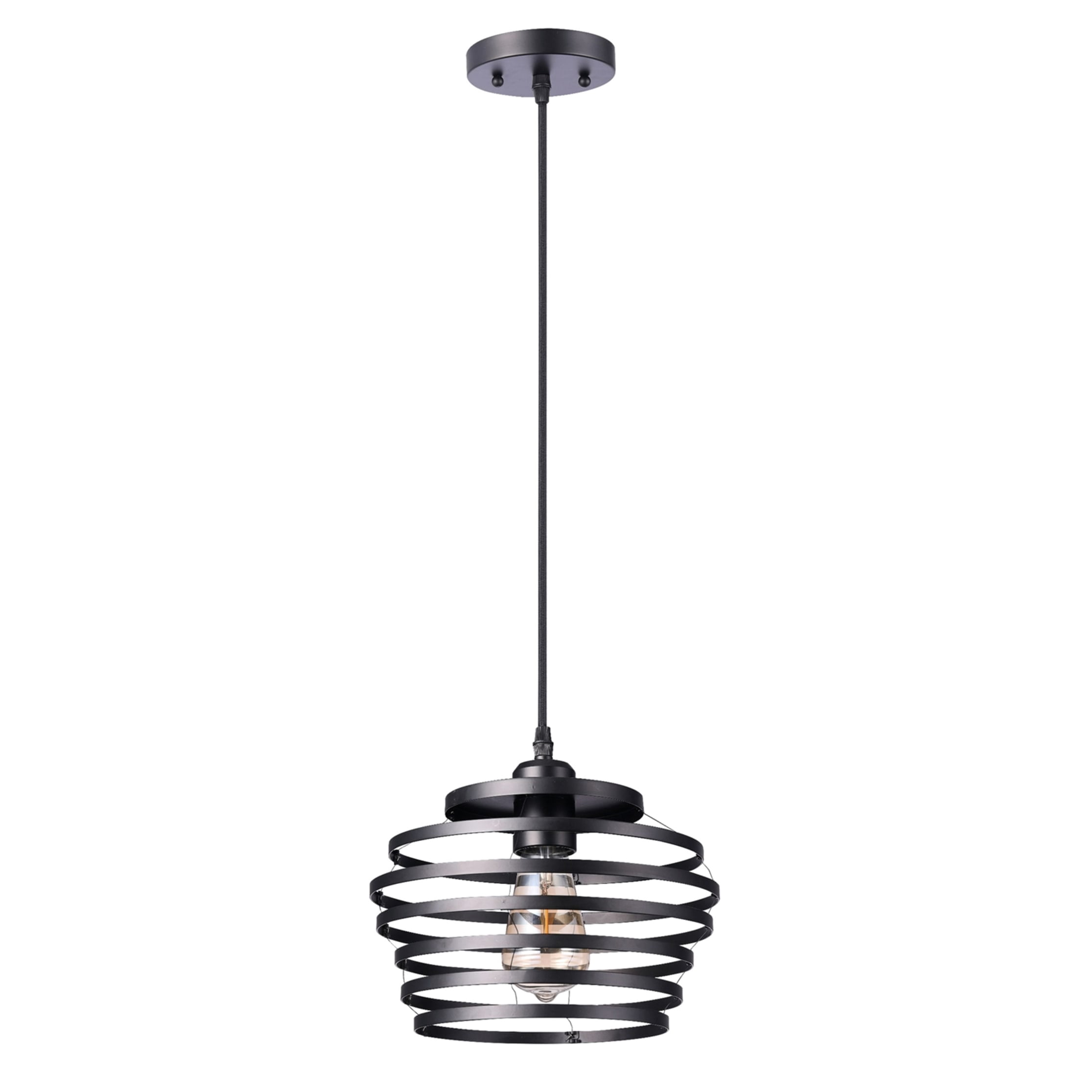 Inverted Lens Fixture GE Industrial Inverted Spiral Pendant Light Fixture, Matte Black, 72 ...