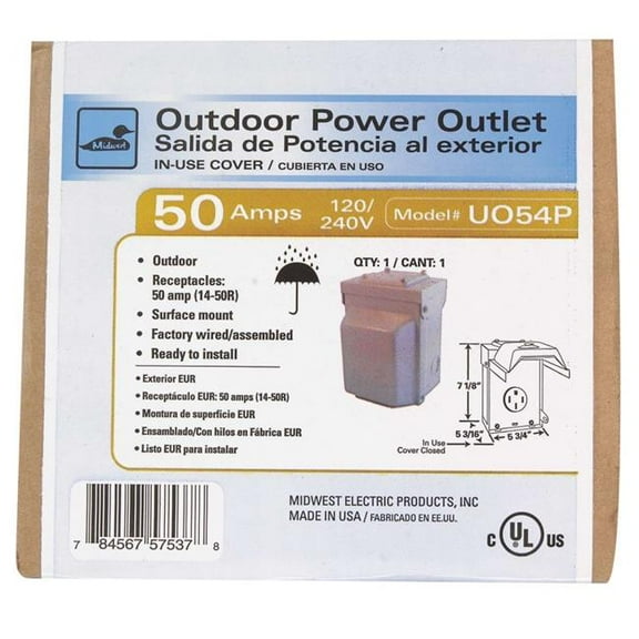 GE Industrial Systems 31968 50A 240V Single Silver RV Power Outlet