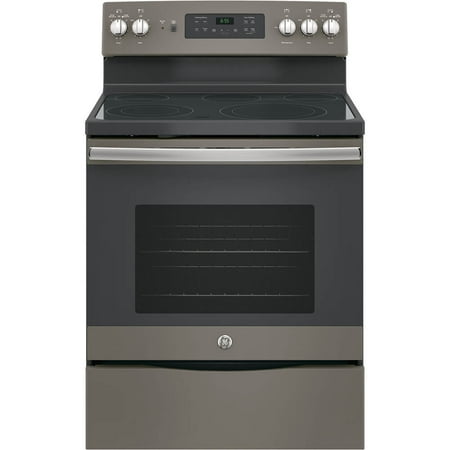 GE - 5.3 Cu. Ft. Freestanding Electric Convection Range with Self-Cleaning and No-Preheat Air Fry - Slate