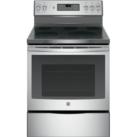 GE - 5.3 Cu. Ft. Self-Cleaning Freestanding Electric Convection Range - Stainless steel