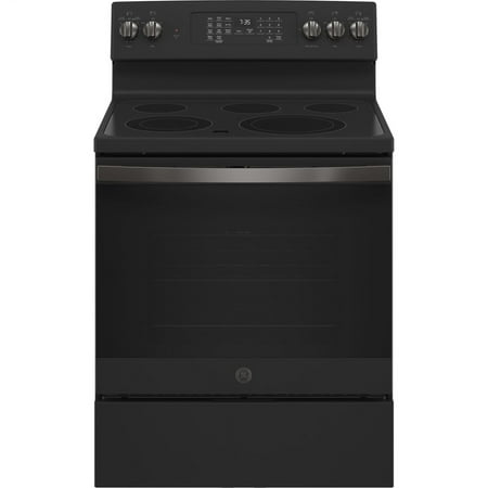 GE - 5.3 Cu. Ft. Freestanding Electric Convection Range with Self-Steam Cleaning and No-Preheat Air Fry - Black slate