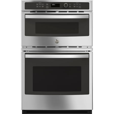 GE - 27" Single Electric Wall Oven with Built-In Microwave - Stainless Steel