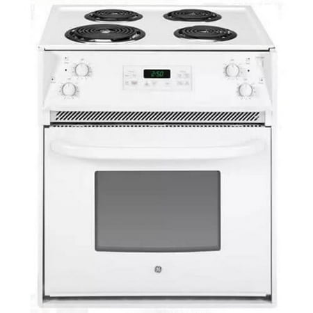 GE - 3.0 Cu. Ft. Self-Cleaning Drop-In Electric Range - White on white