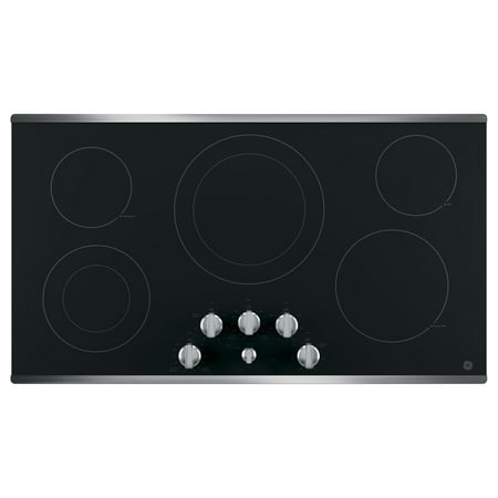 GE - 36" Built-In Electric Cooktop - Stainless steel on black