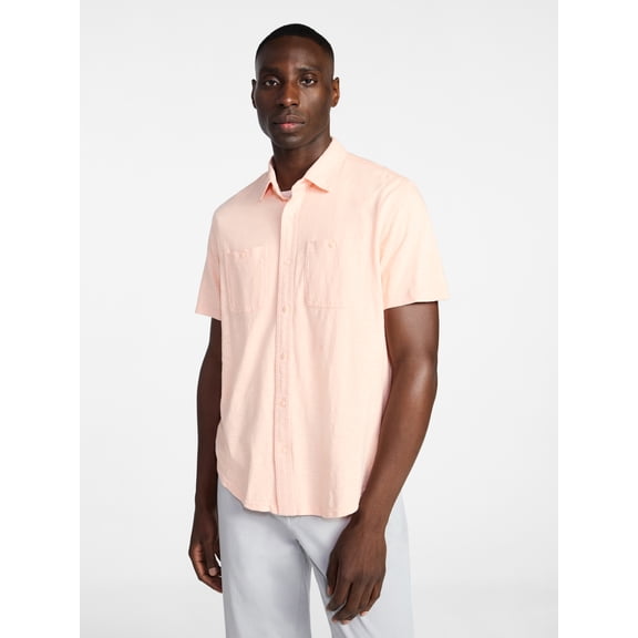 George Men's and Big Men's Knit Button-up Shirt with Short Sleeves, Sizes S-5XL