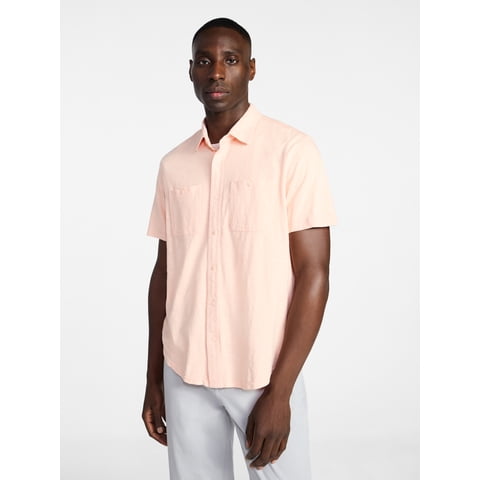 Men's and Big Men's Knit Button-up Shirt with Short Sleeves, Sizes S-5XL