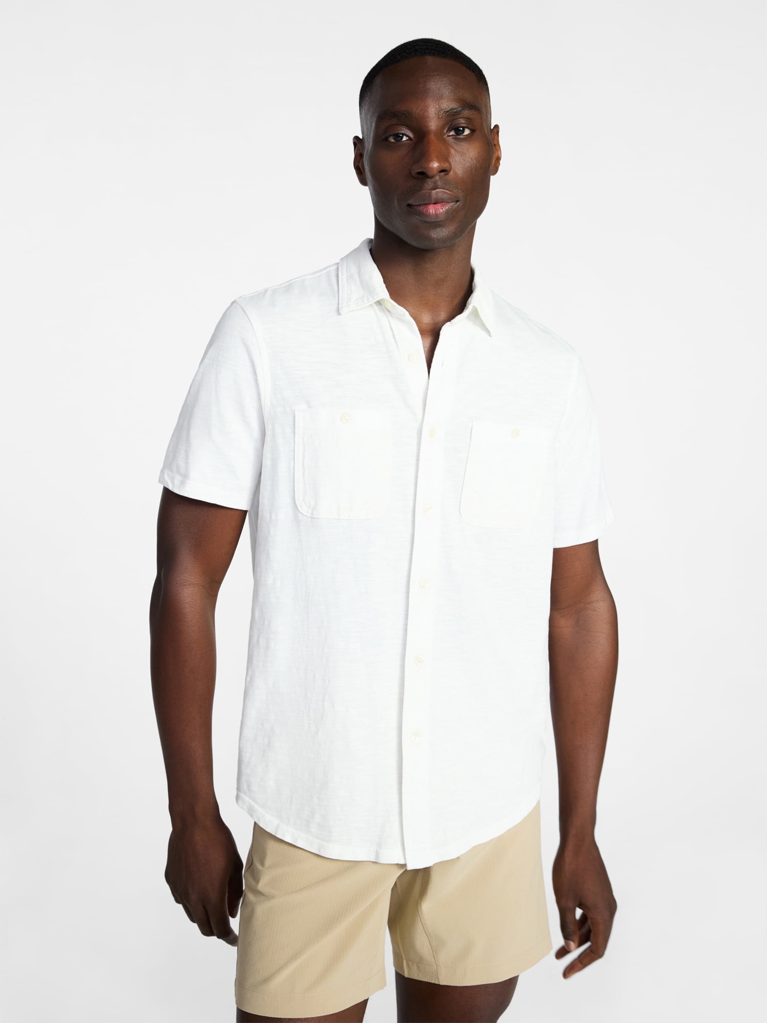 George Men's and Big Men's Knit Button-up Shirt with Short Sleeves, Sizes S-5XL