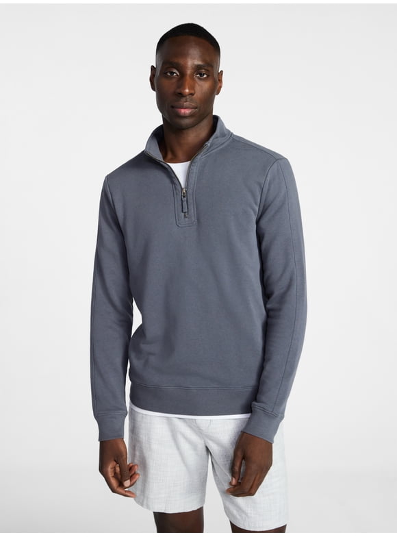 Men's Washed Terry Quarter Zip Sweater, Sizes S-3XL