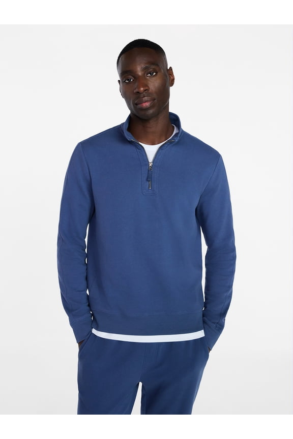 Men's Washed Terry Quarter Zip Sweater, Sizes S-3XL