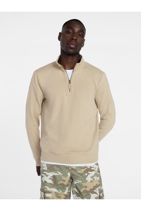 Men's Washed Terry Quarter Zip Sweater, Sizes S-3XL