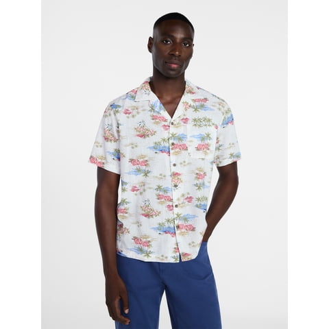 Men's Relaxed Fit Linen Blend Camp Shirt with Short Sleeves, Sizes S-5XL, LT-3XLT