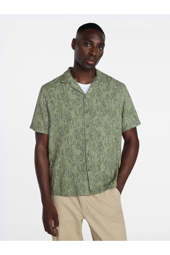 Men's Linen Blend Camp Shirt with Short Sleeves, Sizes S-5XL, LT-3XLT