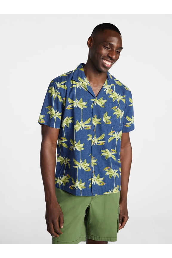 Men's Relaxed Fit Linen Blend Camp Shirt with Short Sleeves, Sizes S-5XL, LT-3XLT