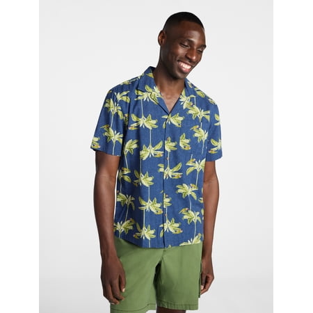 George Men's Relaxed Fit Linen Blend Camp Shirt with Short Sleeves, Sizes S-5XL, LT-3XLT