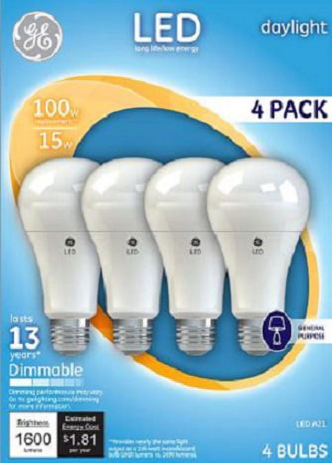 GE LED 17W Daylight A21 General Purpose Dimmable 4pk