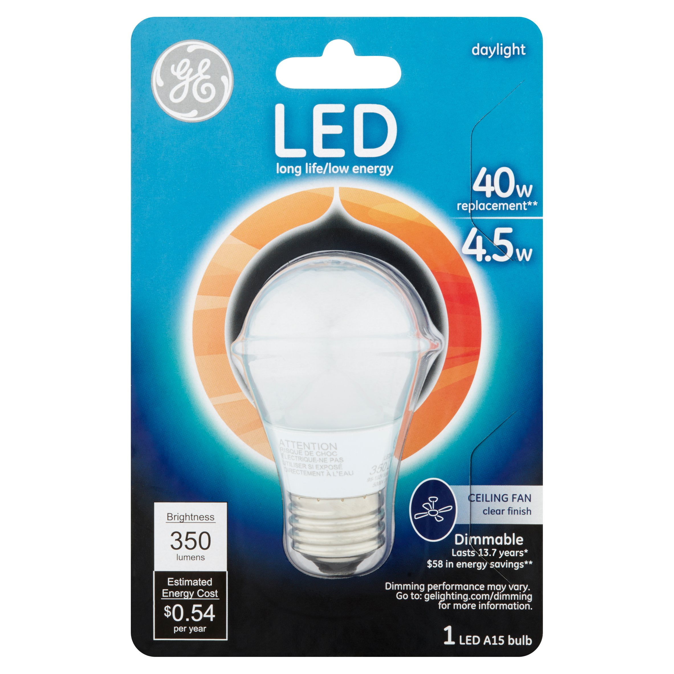 GE LED 4.5W 350 Lumens A15 Daylight Bulb
